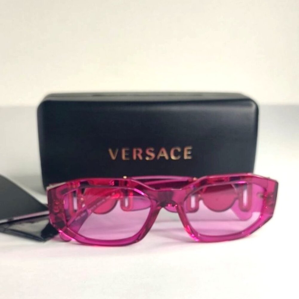 VERSACE Sunglasses VE4361 5334/5 Transparent Fuxia Pink Medusa Biggie Designer - Picture 11 of 16